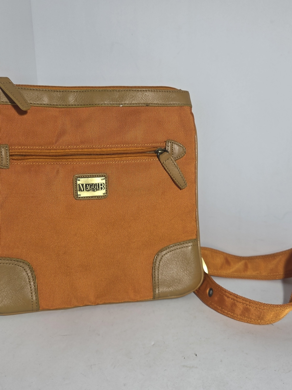 Vintage Maggi B Crossbody Square Messenger Bag Orange Canvas Tech Utility Purse